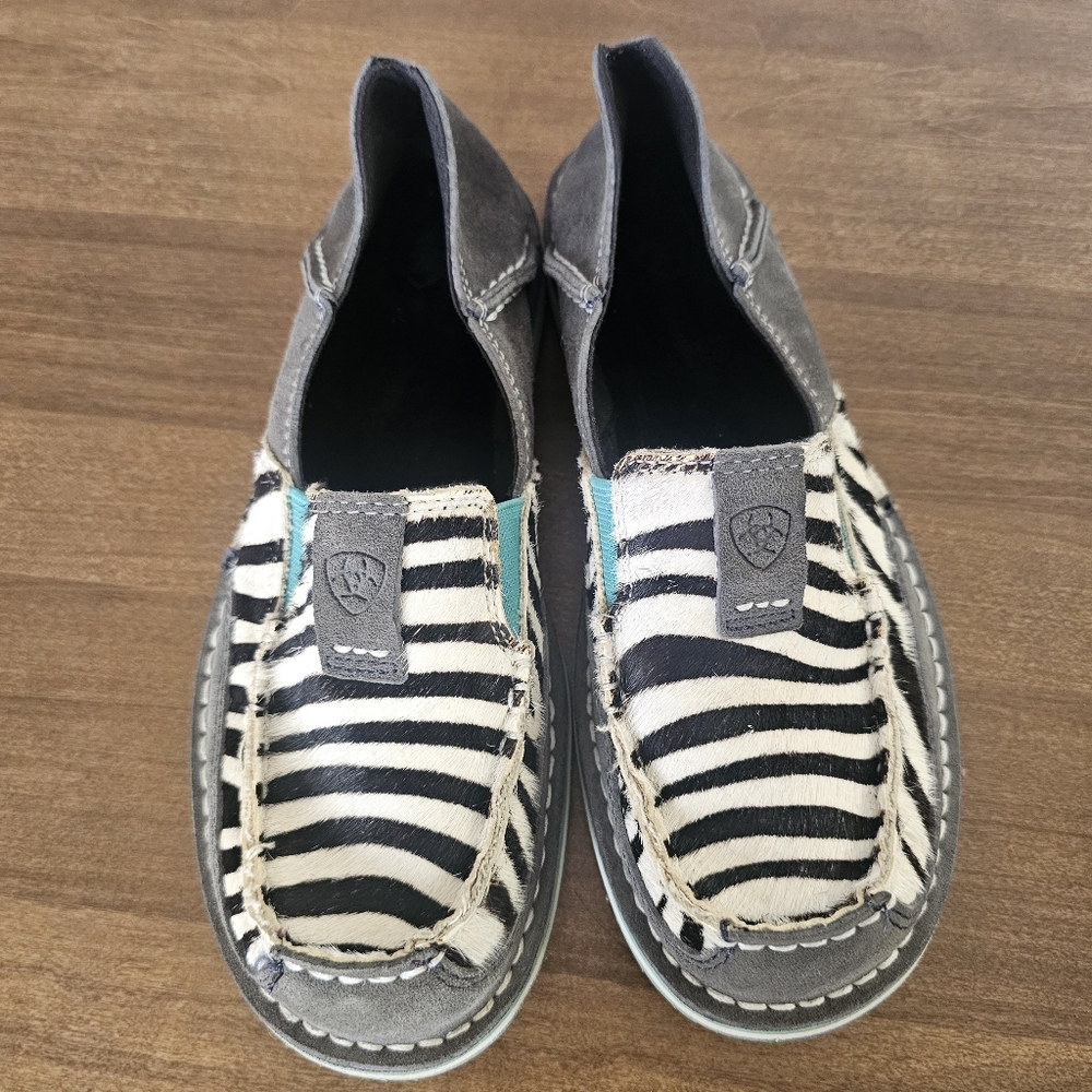 ARIAT Zebra Print Slip-On Shoes Size 6B